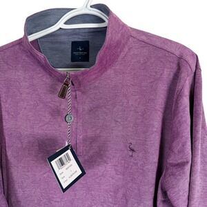 Tailorbyrd 1/4 Zip Pullover Mens L Aubergine Purple Floral Mock Neck NEW